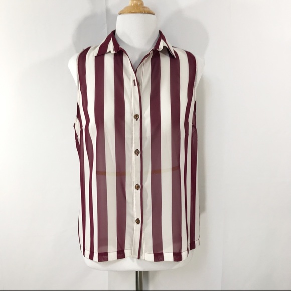 Topshop Tops - Topshop Sheer Sleeveless Striped Blouse